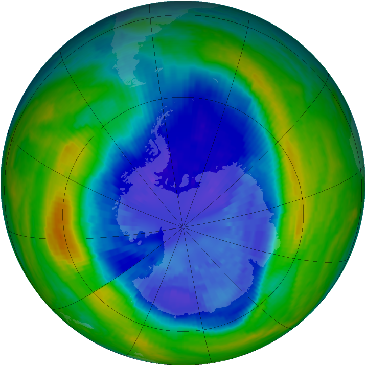 Antarctic ozone map for 11 September 2004